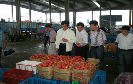 2011年6月嘉興市委常委、市政府常務(wù)副市長(zhǎng)蔣唯民一行蒞臨蔬菜市場(chǎng)視察菜籃子供應(yīng)工作