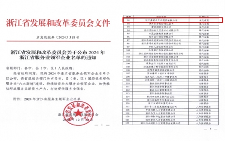 喜報！嘉農(nóng)股份獲評浙江省服務(wù)業(yè)領(lǐng)軍企業(yè)！